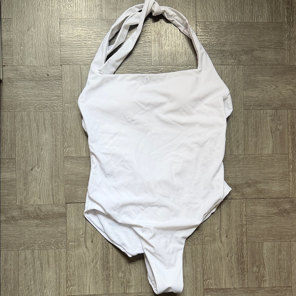 Simple White One-Piece Swimsuit